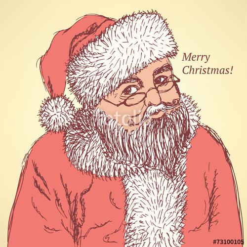 500x500 Sketch Santa Claus In Vintage Style Stock Image And Royalty Free - Santa Claus Sketch