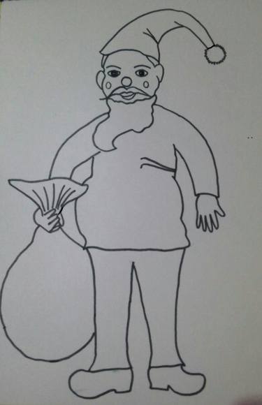 375x580 Santa Claus Drawings For Sale Saatchi Art - Santa Claus Sketch Images