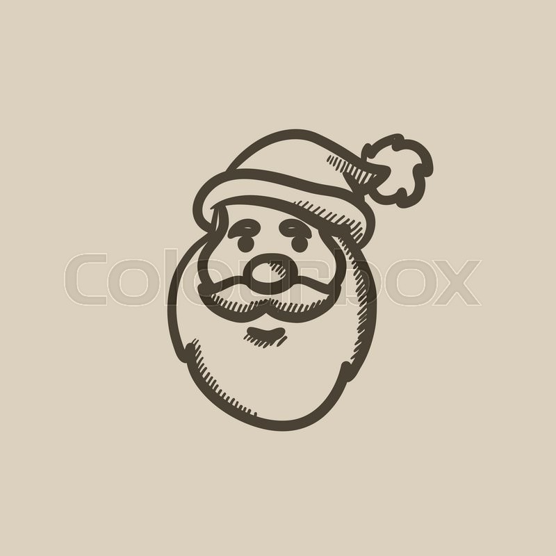 800x800 Santa Claus Face Vector Sketch Icon Isolated On Background. Hand - Santa Claus Sketch Images