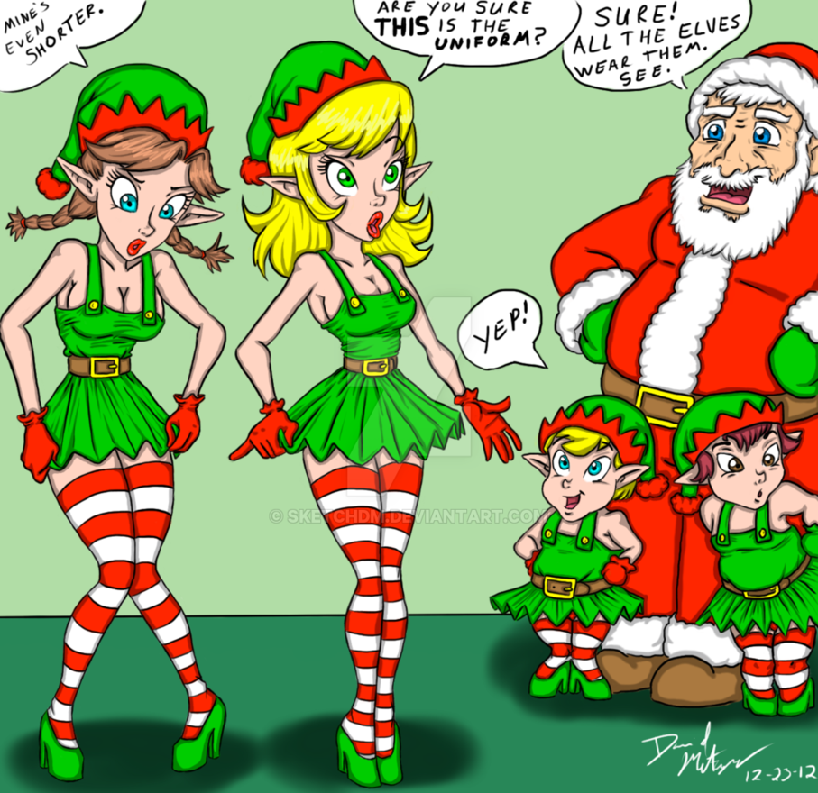 Christmas Elves By Sketchdm - Santa Elf Sketch. 