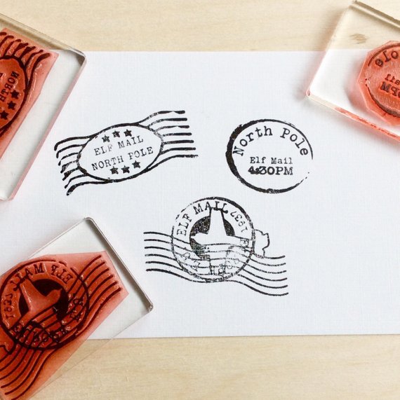 570x571 Christmas In July Christmas Rubber Stamp Elf Mail Santa Etsy - Santa Elf Sketch