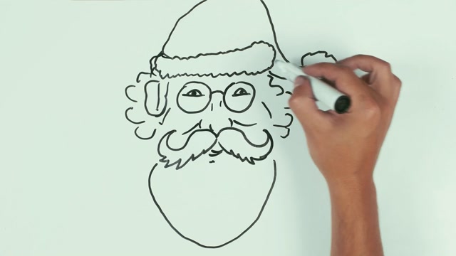 640x360 Man Caucasian Right Hand Speed Draw Santa Claus Face Using Black - Santa Face Sketch