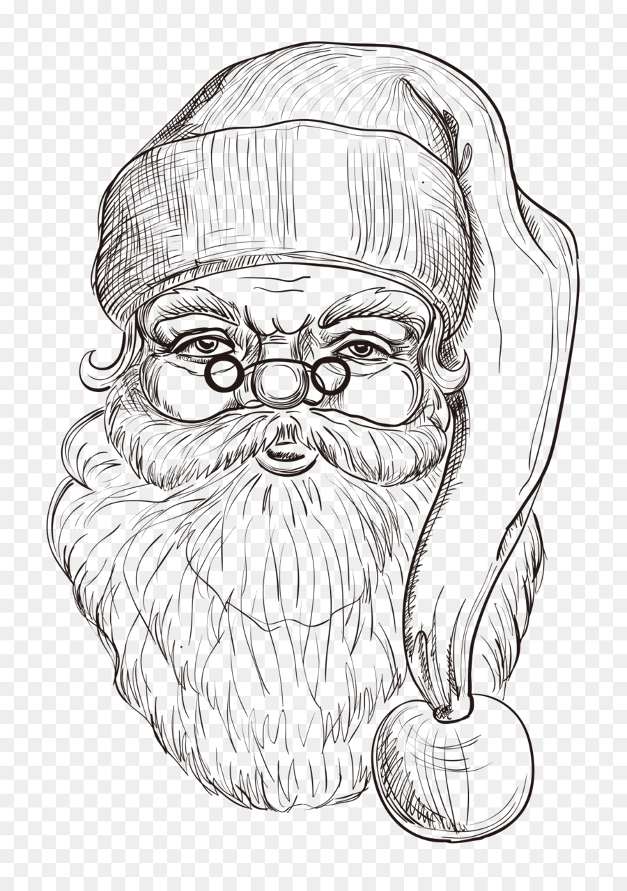 900x1280 Santa Claus Drawing Christmas - Santa Face Sketch