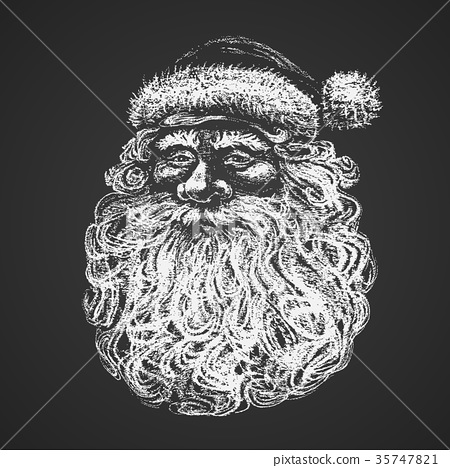 450x468 Santa Face. Chalk Drawing - Santa Face Sketch