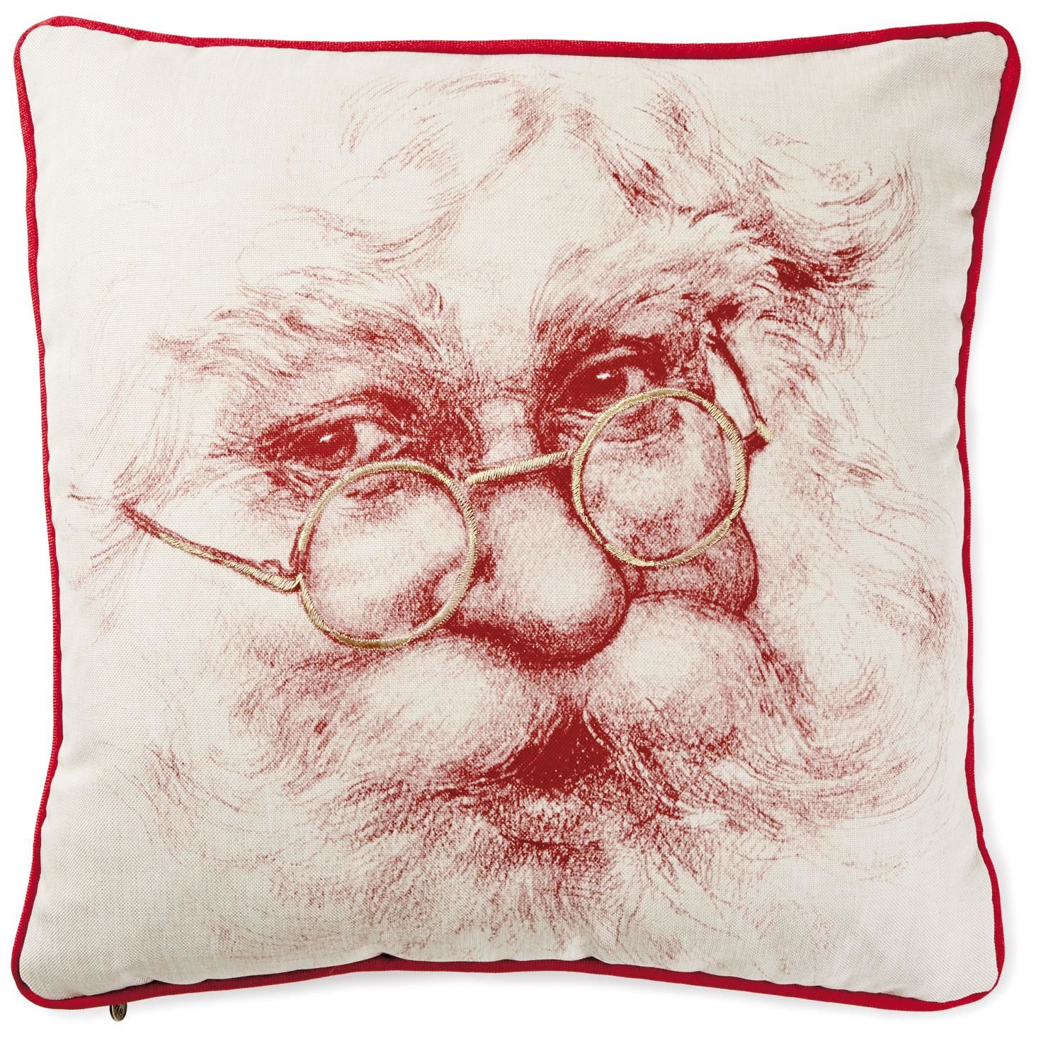 1470x1470 Classic Santa Face Pillow, 18x18 - Santa Face Sketch