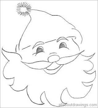 318x351 Easy Christmas Drawings In Pencil Paintings - Santa Face Sketch