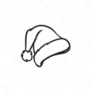 300x300 Photoblack And White Illustration Of A Dog Wearing A Santa Hat - Santa Hat Sketch