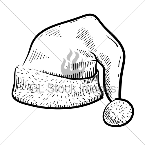 500x500 Santa Hat Sketch Gl Stock Images - Santa Hat Sketch