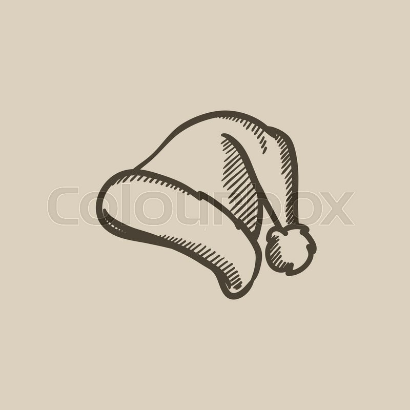 800x800 Santa Hat Vector Sketch Icon Isolated On Background. Hand Drawn - Santa Hat Sketch