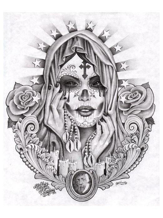 Santa Muerte Sketch at PaintingValley.com | Explore collection of Santa