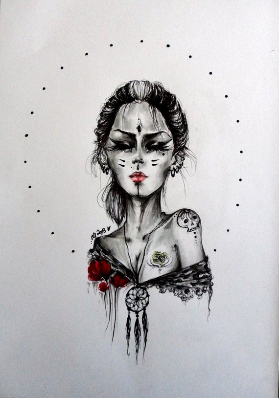 570x814 Santa Muerte Etsy - Santa Muerte Sketch