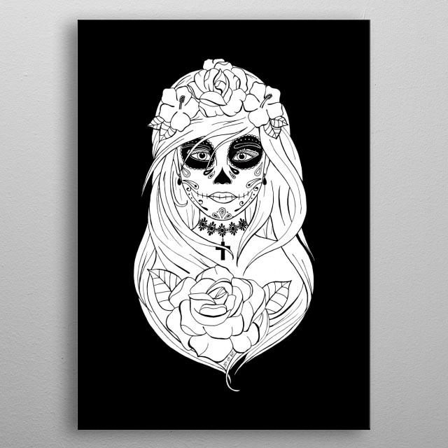 640x640 Santa Muerte By Art Amp Be Metal Posters - Santa Muerte Sketch
