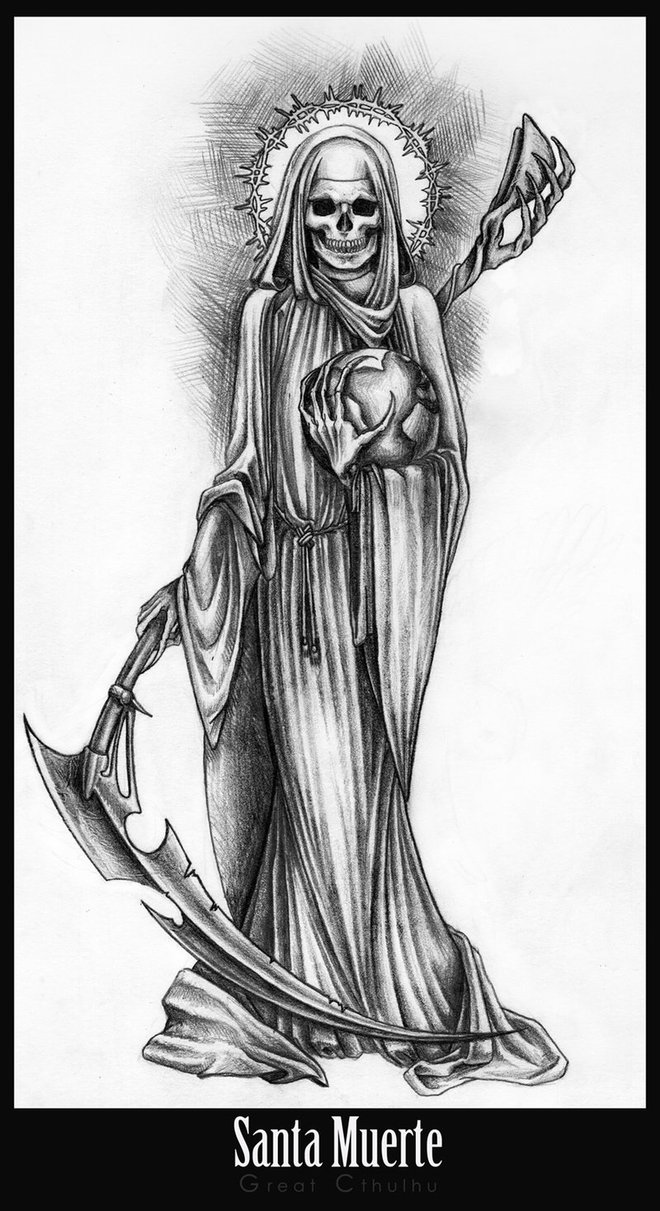 660x1211 Santa Muerte By Cthulhu Great - Santa Muerte Sketch