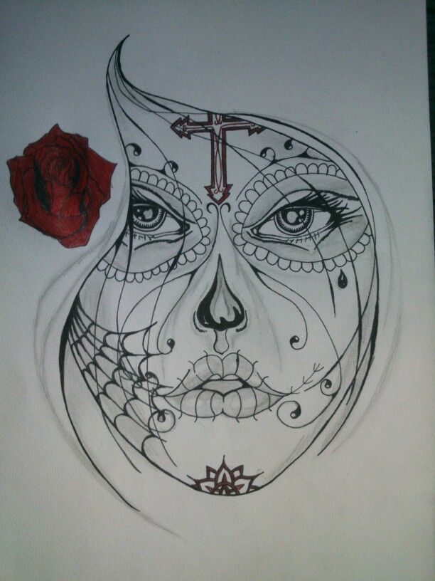 612x816 Santa Muerte Draw - Santa Muerte Sketch