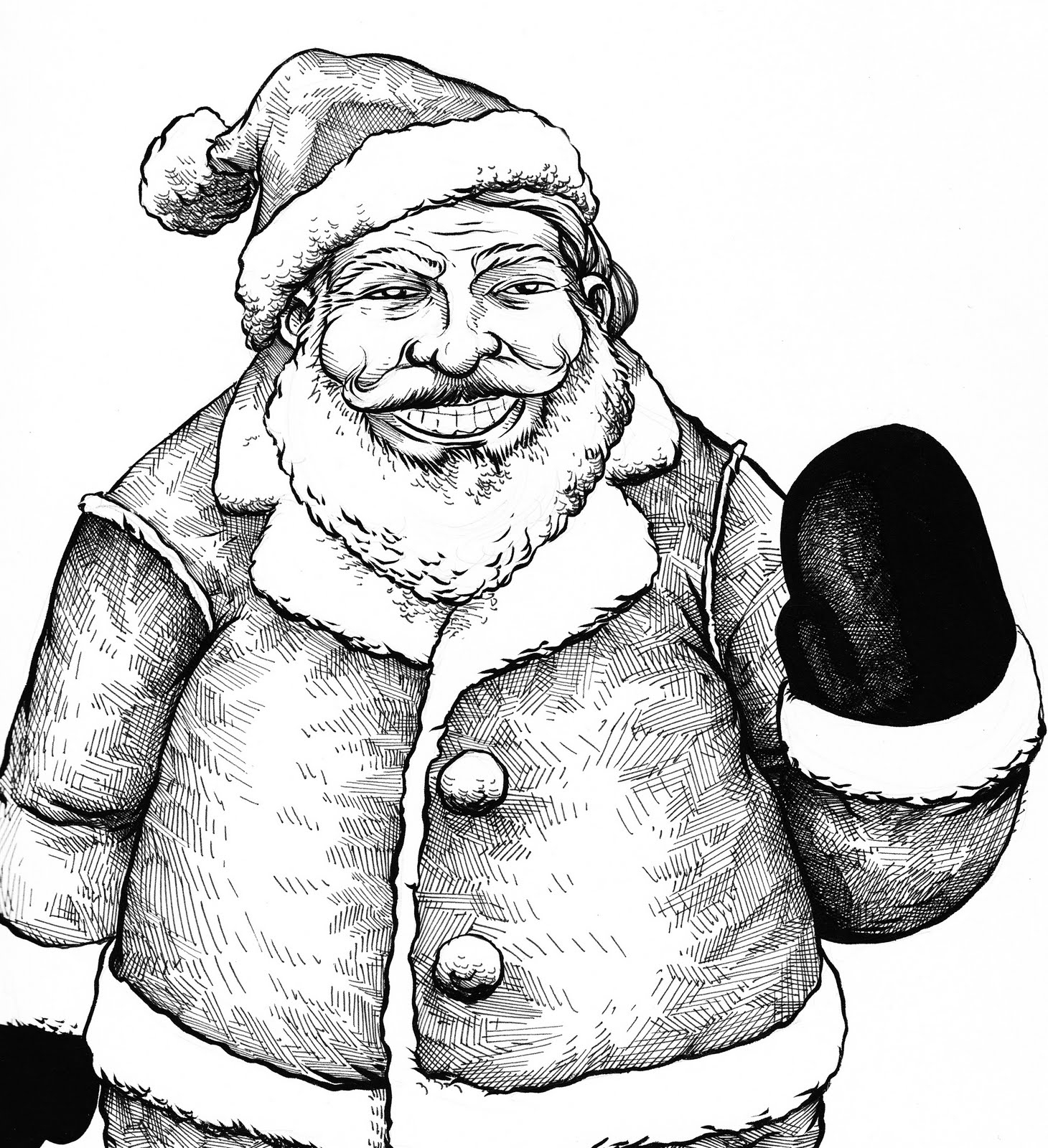 1460x1600 Drawn Santa Pencil - Santa Pencil Sketch