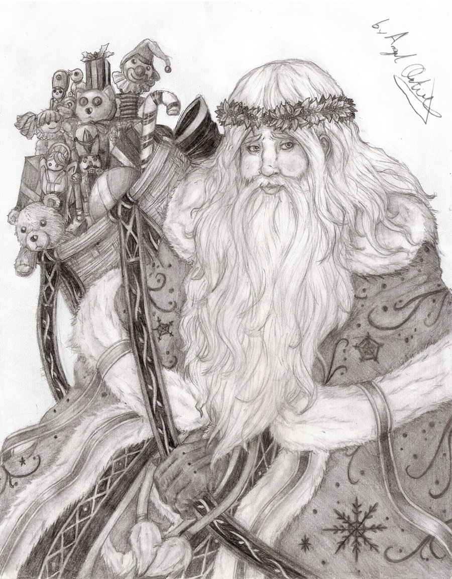 900x1151 Christmas Pencil Drawings - Santa Pencil Sketch