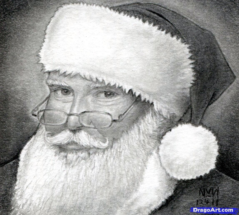 800x720 Drawn Christmas Pencil Sketch 10 - Santa Pencil Sketch