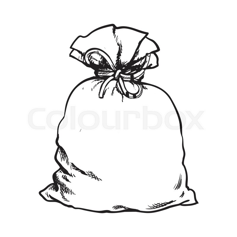 800x800 Red Santa Claus Bag Full Of Presents, Sketch Style Vector - Santa Sketch