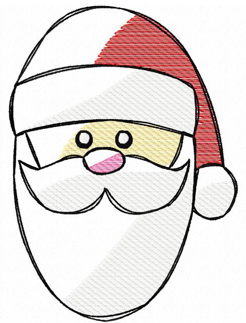 489x640 Santa Face Sketch Embroidery Design Jazzy Zebra Designs - Santa Sketch