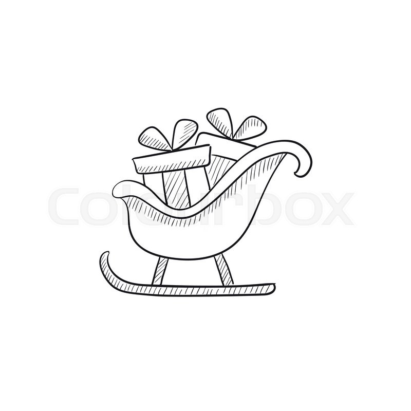 800x800 Santa Sleigh Loaded With Presents Vector Sketch Icon Isolated On - Santa Sketch