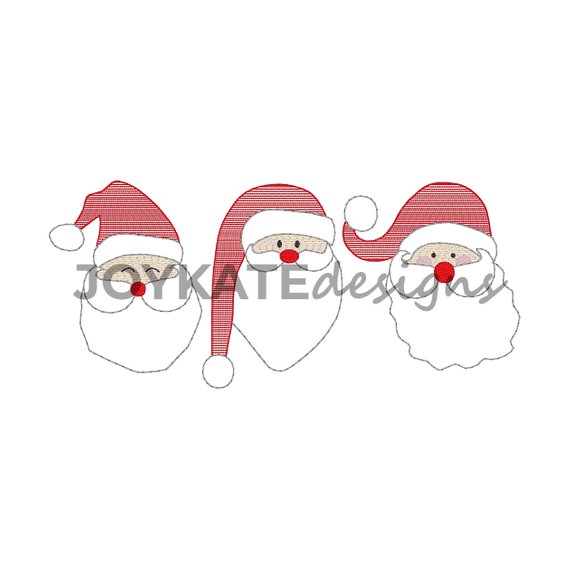 570x570 Sketch Santa Claus Trio Vintage Stitch Embroidery Design Etsy - Santa Sketch