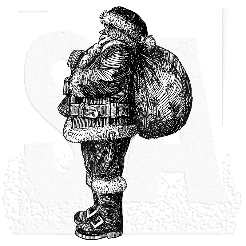 800x800 Tim Holtz Wood Mounted Stamp - Santa Sketch