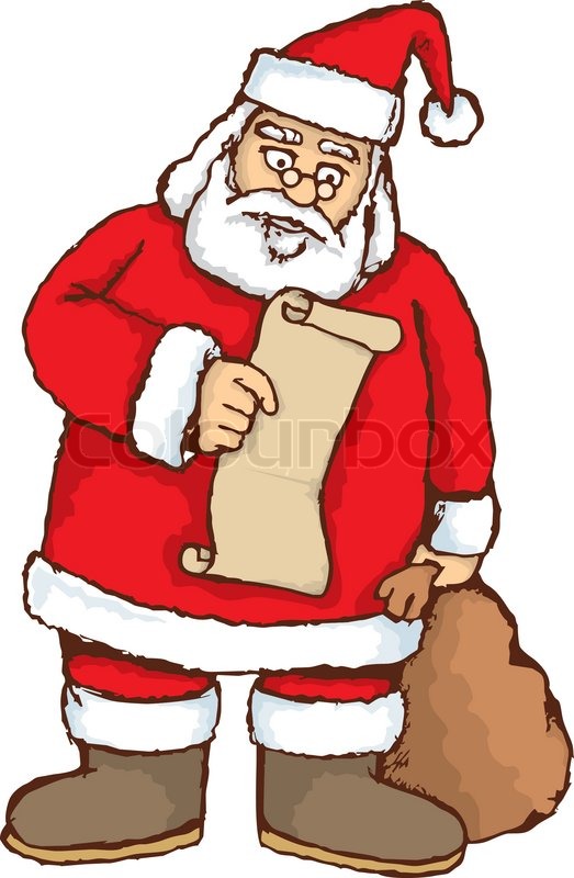 523x800 Vector Sketch Of Santa Reading A List. Stock Vector Colourbox - Santa Sketch