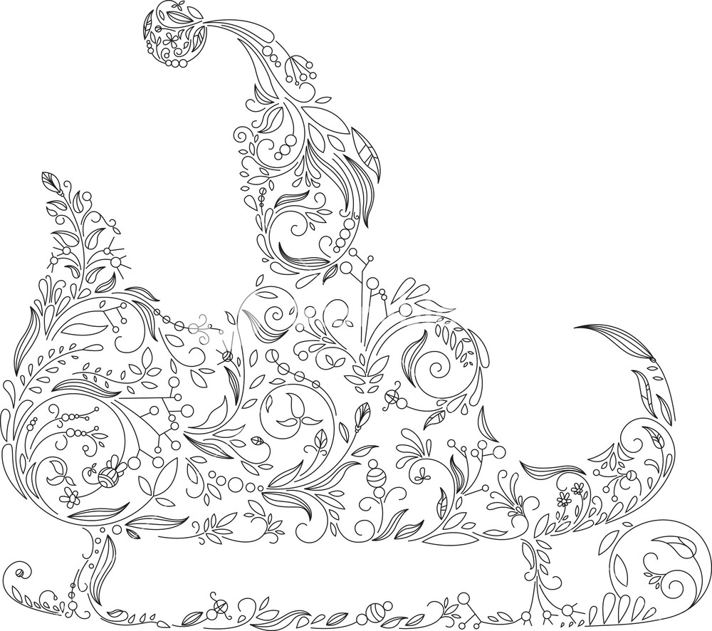 1000x886 Vector Santa Sleigh Royalty Free Stock Image - Santa Sleigh Sketch