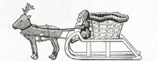 540x211 Vintage Santa With Sleigh And Reindeer Canadian Christmas 1939 - Santa Sleigh Sketch