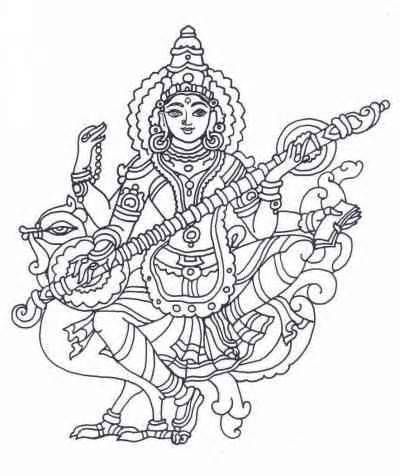 400x476 Goddess Saraswati Sketch Template Goddess Art - Saraswati Sketch