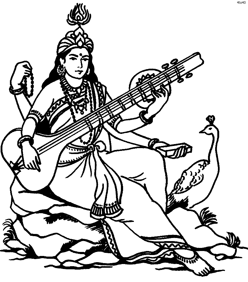 800x910 Saraswati Drawing, Pencil, Sketch, Colorful, Realistic Art Images - Saraswati Sketch