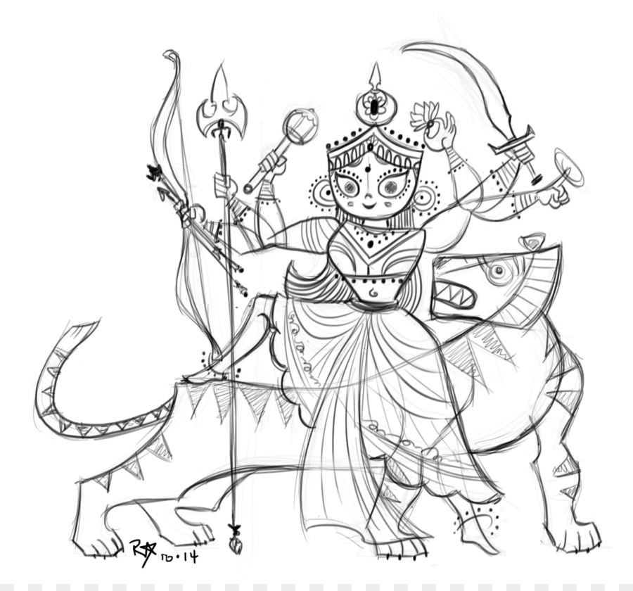 900x840 Durga Drawing Line Art Sketch - Saraswati Sketch