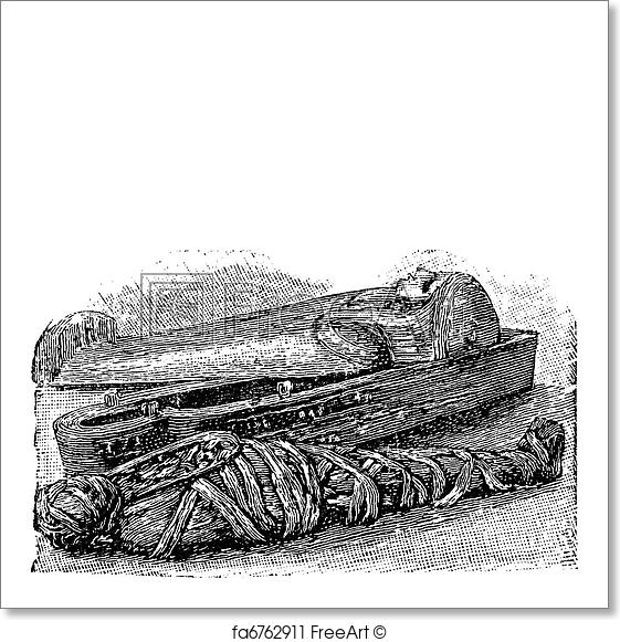 561x581 Free Art Print Of Egyptian Mummy And Sarcophagus (British Museum - Sarcophagus Sketch