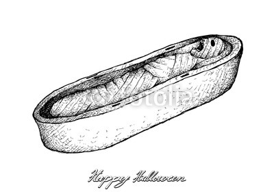 400x280 Holidays And Celebrations, Illustration Hand Drawn Sketch Of Mummy - Sarcophagus Sketch