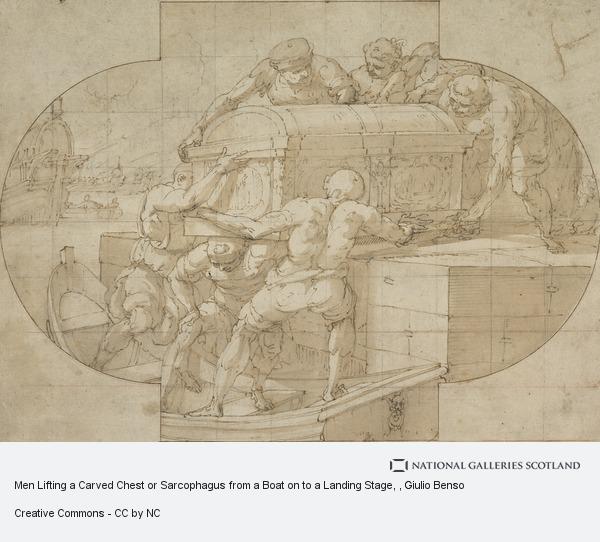 600x542 Men Lifting A Carved Chest Or Sarcophagus From A Boat On To A - Sarcophagus Sketch