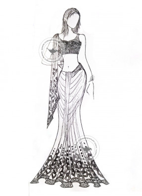 Saree Sketches at PaintingValley.com | Explore collection of Saree Sketches