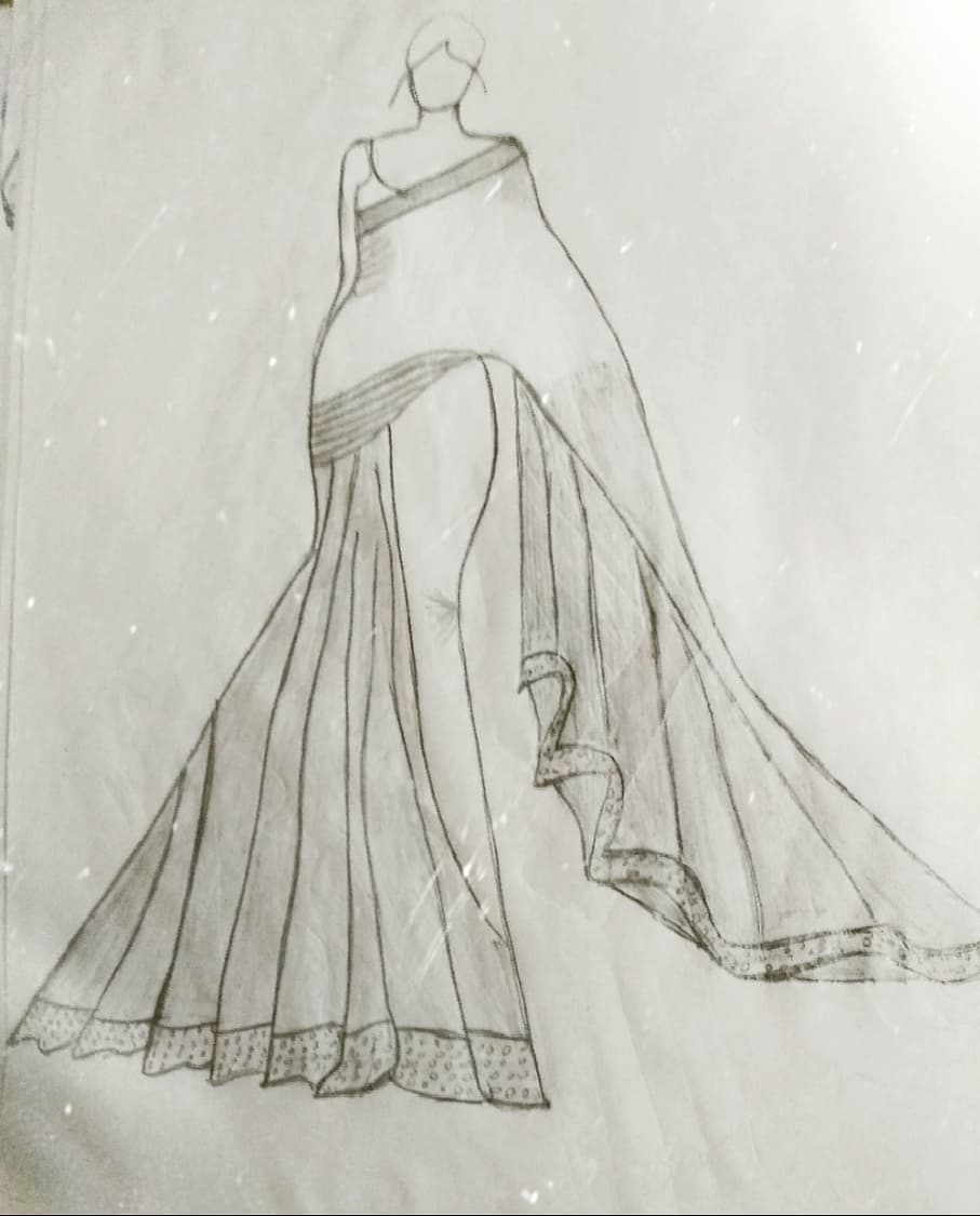 907x1125 Firsttimesketching - Saree Sketches