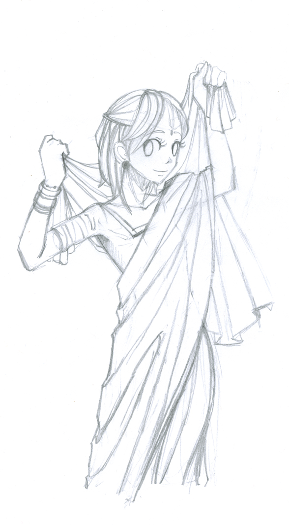 588x1066 Sari Rough Sketch By Kasumi9 - Sari Sketch
