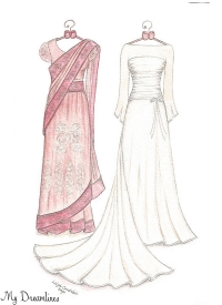 200x275 Wedding Dress Sketch Gallery Dreamlines Sketches - Sari Sketch