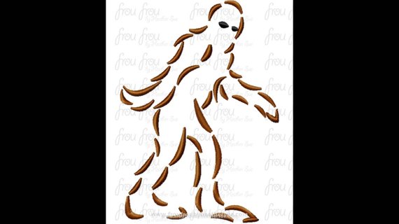570x320 Sasquatch Sketch Digital Embroidery Design Machine Etsy - Sasquatch Sketch