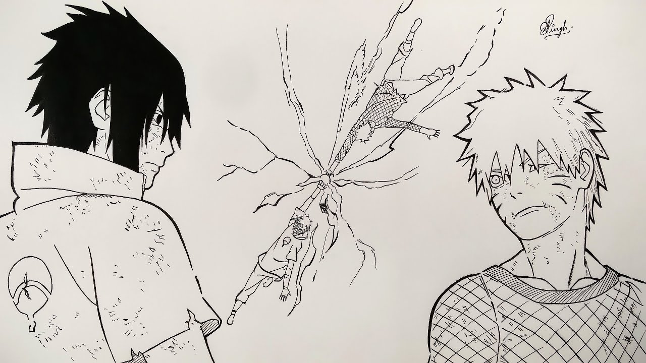 1280x720 Drawing Naruto Vs Sasuke (Manga Sketch) - Sasuke Sketch