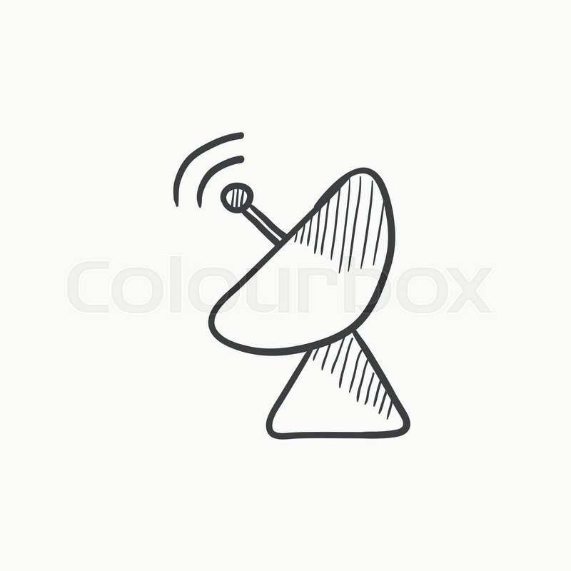 800x800 Radar Satellite Dish Vector Sketch Icon Isolated On Background - Satellite Sketch