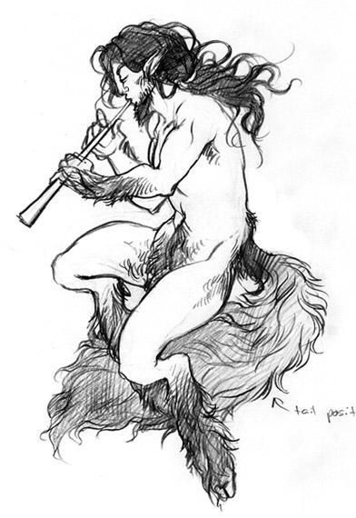 392x570 Satyr Tattoo Drawing Satyrs, Fauns, And Other Horned Creatures - Satyr Sketch