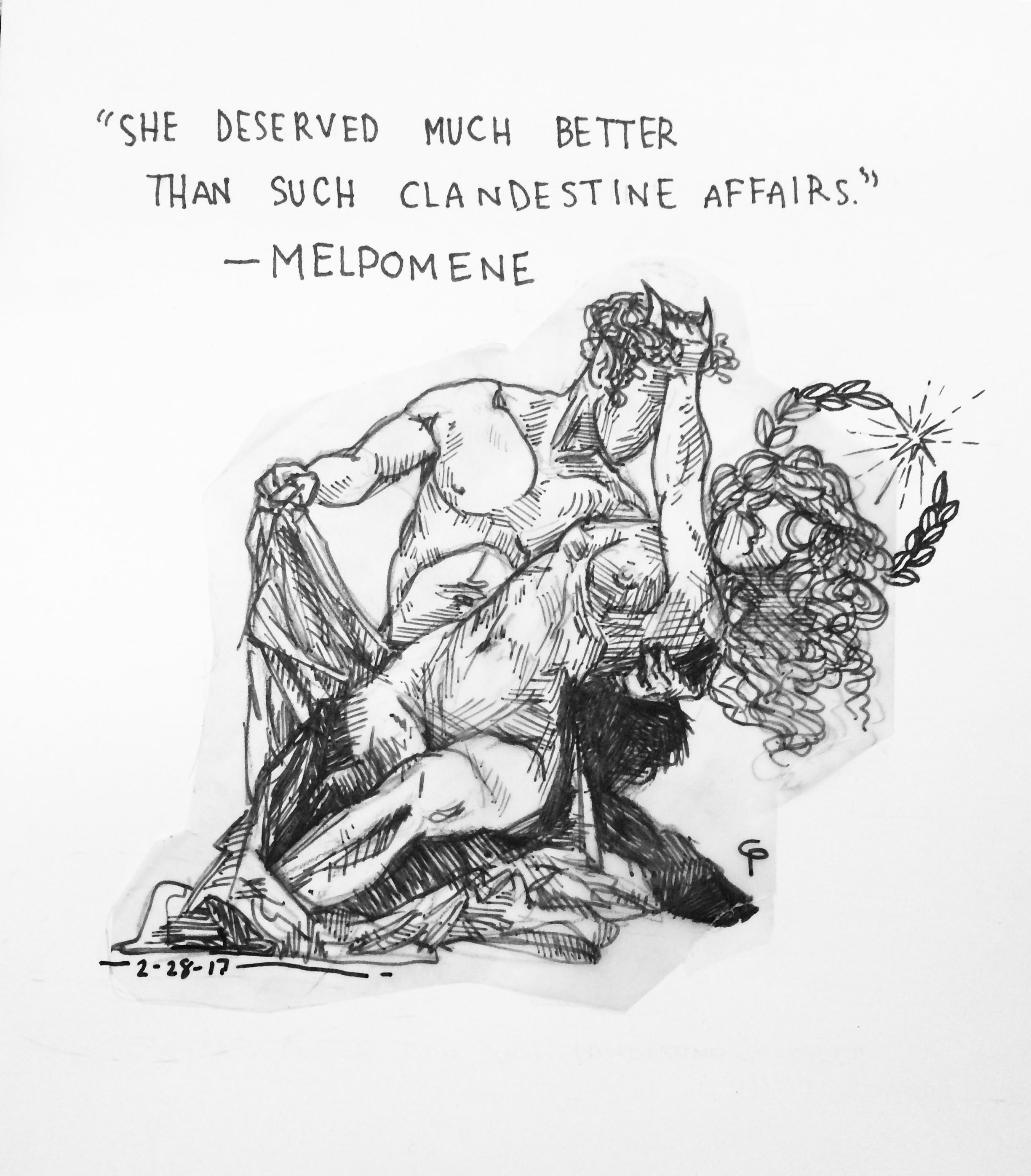 2448x2793 The Nymph And The Satyr, Sharpie On Vellum And Cardstock. Drew - Satyr Sketch