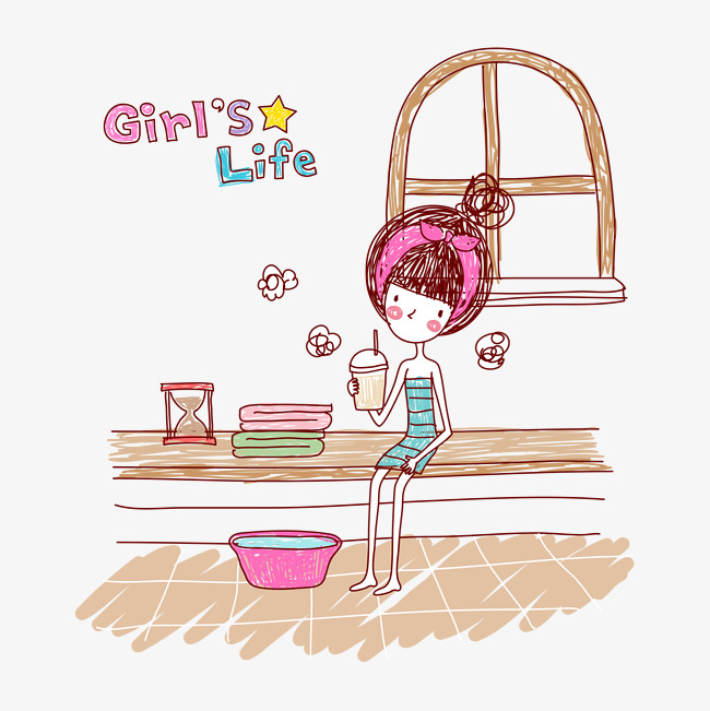 650x651 Girls Living Illustration, Sauna, Girl, Sketch Png And Vector For - Sauna Sketch