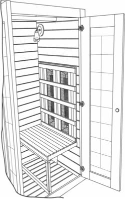250x396 Grand Sauna One Person Model Internal Sketch - Sauna Sketch
