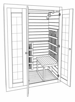250x340 Grand Sauna Two Person Model Internal Sketch - Sauna Sketch
