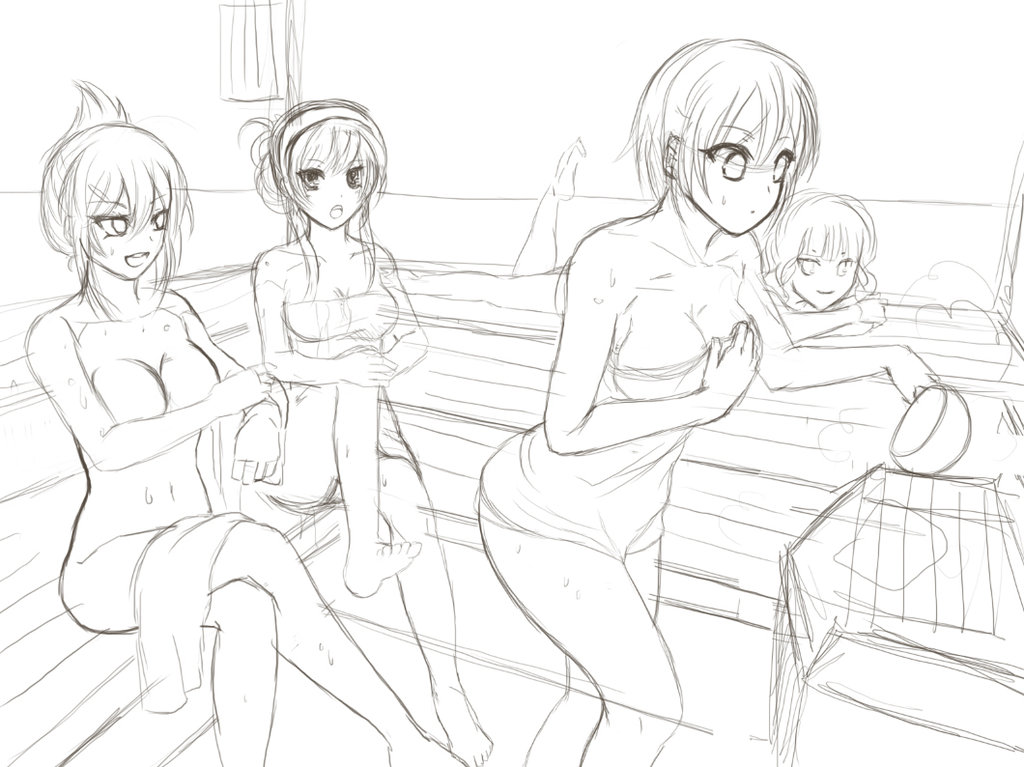 1024x767 Sauna Promo Sketch By Huniepot - Sauna Sketch