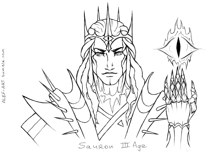 740x520 Sauron Ii Iii Age Sketch By The Alef - Sauron Sketch