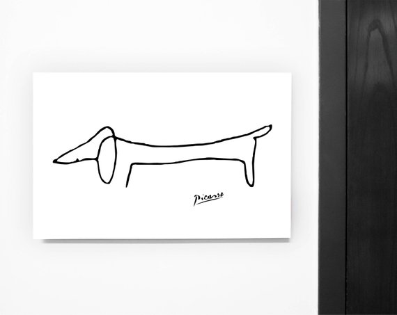 570x453 Minimalist Poster Inspired By Pablo Picasso Sausage Dog Lump. Etsy - Sausage Dog Sketch